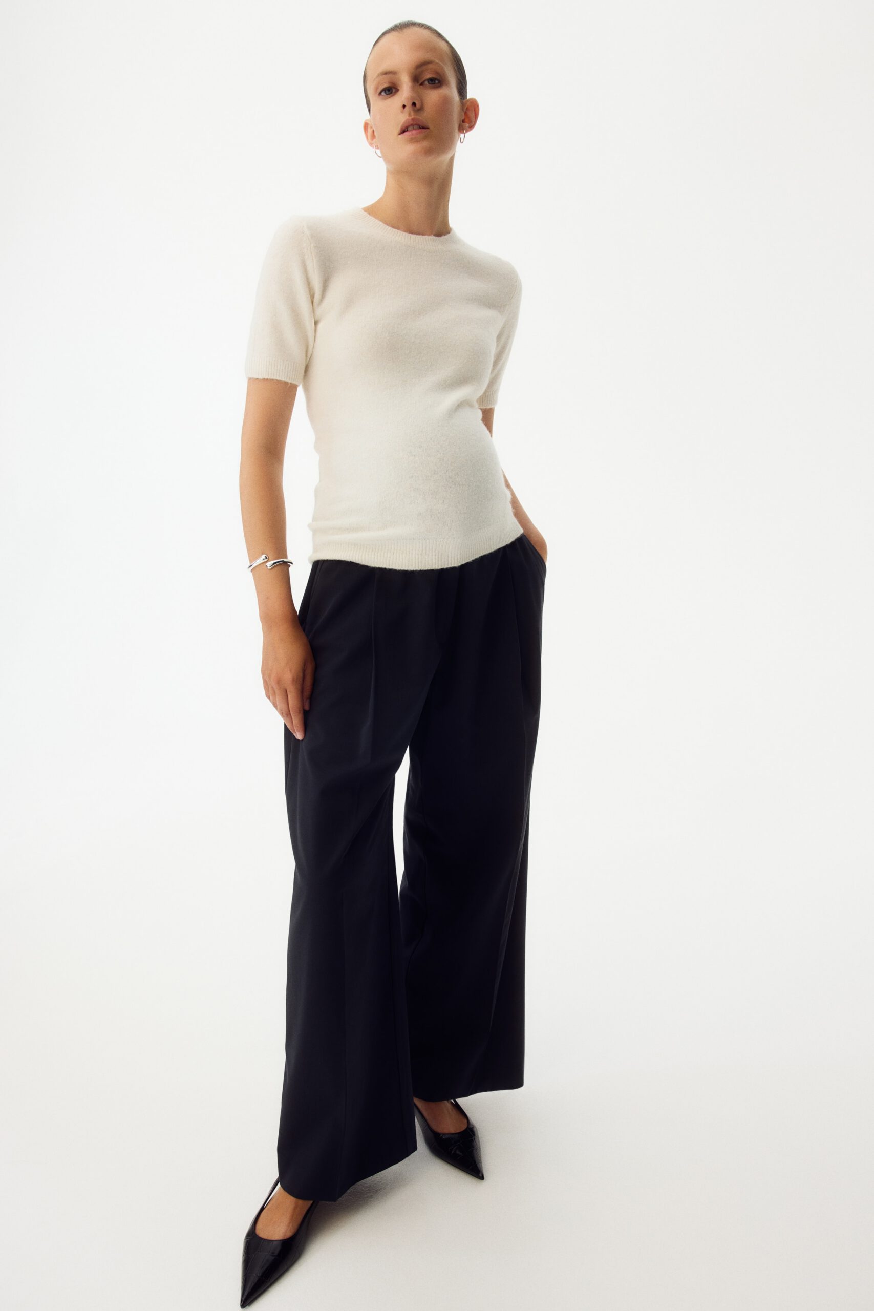 MAMA Short Sleeve Fine Knit Top