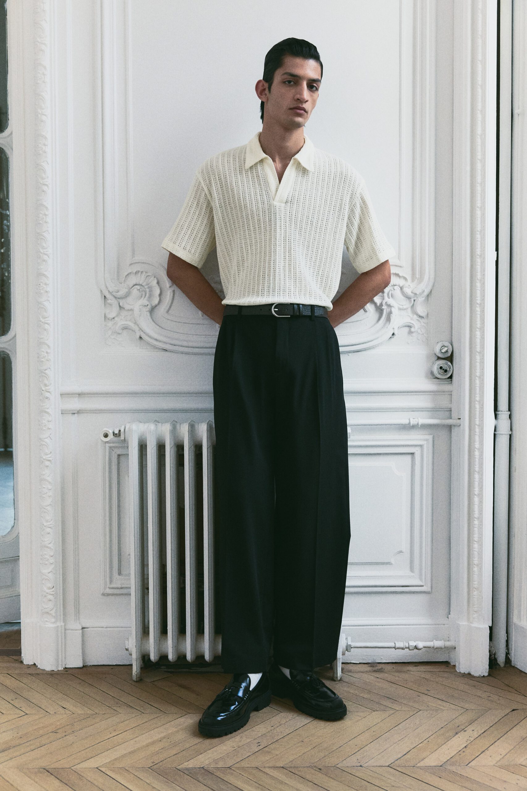 Loose Fit Jacquard Knit Polo Shirt