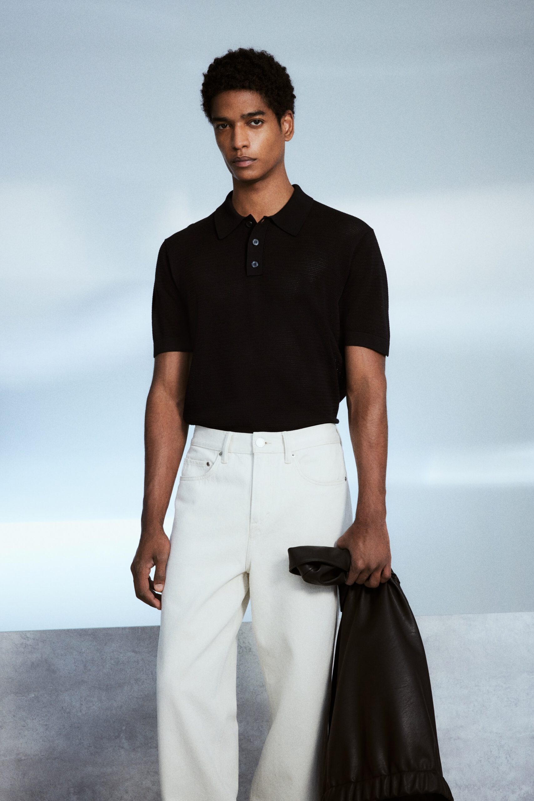 Regular Fit Hole Knit Polo Shirt